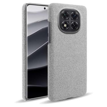 Imagem de Capa para Xiaomi Redmi Note 14 Pro 5G,Capa desenhada em lona,Case Protetora Ultrafina com Empunhadura Macia,Design em Tecido Antichoque e Antiarranhões-Light gray