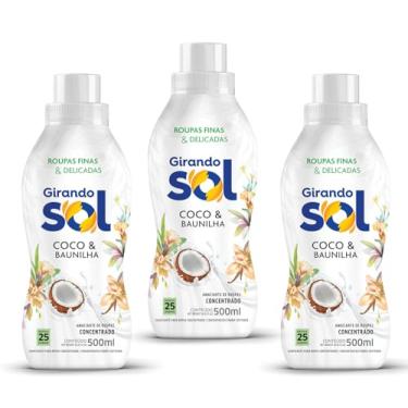 Imagem de Girando Sol Amaciante Concentrado Coco e Baunilha, 500ml, Kit com 3 Unidades