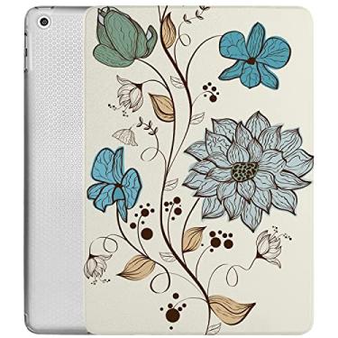 Imagem de DuraSafe Cases Capa para iPad de 10,9 polegadas 10ª geração [iPad 10 2022] A2696 A2757 A2777 com três dobras e suporte ajustável e traseira com dissipação de calor de TPU - flores em aquarela