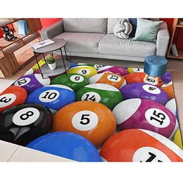 Imagem de ALAZA Tapete retrô colorido brilhante bola de jogo de bilhar antiderrapante 1,2 m x 2,8 m para sala de estar, sala de jantar, quarto, cozinha, corredor, escritório, decoração de casa moderna
