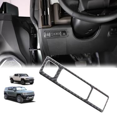 Imagem de Suetlcoity Para Hummer EV Acessórios Car Center Control Electronic Handbrake Trim Cover for Hummer EV 2024 2025+ Real Carbon Fiber Electronic Handbrake Switch Panel Trim (preto)