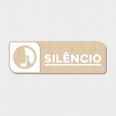 Imagem de Placa de Sinalização Silêncio Acrílico em Relevo (Palha com branco)