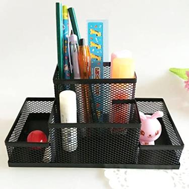 Imagem de Porta-lápis de Malha, Organizador de Mesa Multifuncional de Grande Capacidade Com 4 Compartimentos para Escritório, Escola, Casa