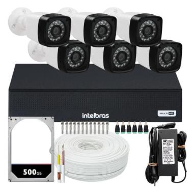 Imagem de Kit Cftv 6 Cameras Segurança 1080p Full Hd Dvr Intelbras 8ch MHDX 1004