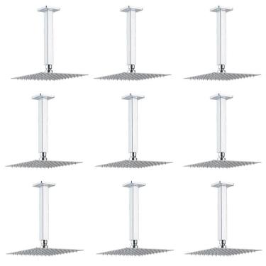 Imagem de Chuveiro Ducha Teto Kit 9 Uni Inox 20x20 Slim Quadrado Banheiro Piscina Box Area Externa
