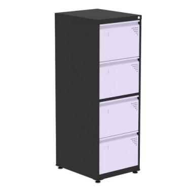 Imagem de Armário de Arquivo Oficio 4 Gavetas Pandin 47 cm (Larg) Aço Preto c/ F