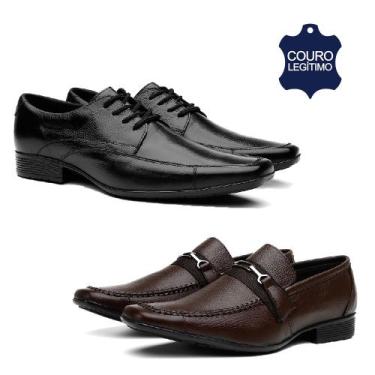 Imagem de Kit 2 Pares de Sapato Social Masculino em Couro  - SV, Marrom, 40
