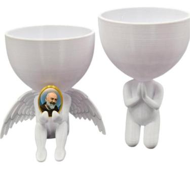 Imagem de Kit Decoração Padre Pio Anjinho Relicario  Oração - Point da Fe