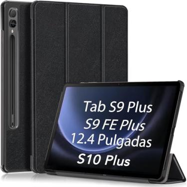 Imagem de USTIYA Capa para Samsung Galaxy Tab S10+ S10 Plus/S9 FE+ S9 Plus/S9+ S9 Plus SM-X610 X616 12,4 polegadas, capa protetora, suporte leve (preto)