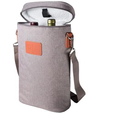 Imagem de Bolsa Térmica Para Transporte de Vinhos até 2 Garrafas, HAVEN SONG, Cinza