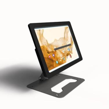 Imagem de TABcare Capa de acrílico antirroubo com suporte de mesa de alumínio dobrável EZ para tablets Samsung Galaxy TAB (preto, TAB A9+ 11)