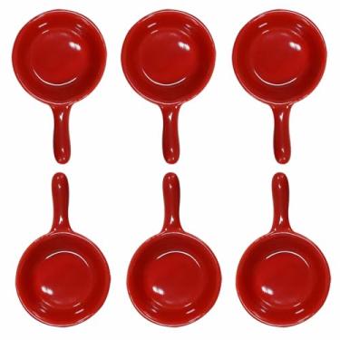 Imagem de Lotatheta 6 peças de porcelana, molho de soja, lanche, creme, salada, sobremesa, doces, açucareiro, prato de cerâmica vermelha, 28,5 g com alça para jantar, assar, churrasco, cozinhar