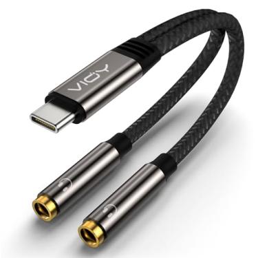 Imagem de 2 unidades VIOY USB C para divisor de fone de ouvido fêmea duplo de 3,5 mm, adaptador de conector de áudio tipo C para fone de ouvido, compatível com iPhone 16/15 Plus Pro Max, iPad Air Pro, Galaxy