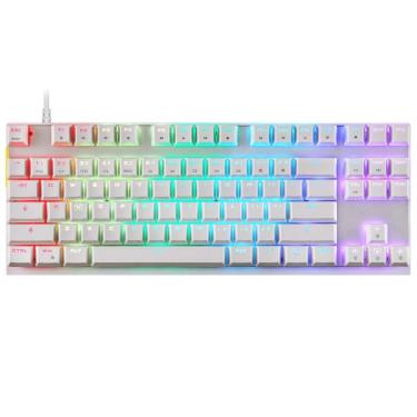 Imagem de Teclado Gamer Mecânico Branco Switch Azul Led Rgb Motospeed