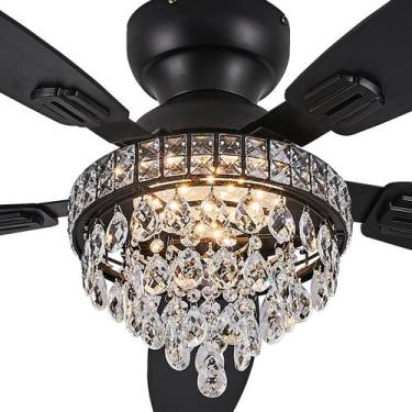 Imagem de Ventilador de teto Fandelier Fanyank Crystal com luzes 50cm preto