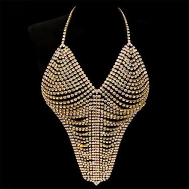 Imagem de Sutiã com Corrente de Strass Brilhante - Acessório de Festa Sexy com C