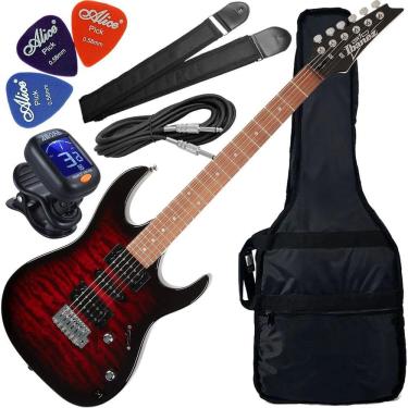 Imagem de Kit Guitarra Ibanez Grx70 Qa Hsh Transparent Red Burst Trb