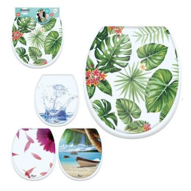 Imagem de Tampa Assento Sanitario Para Vaso Oval Decorada Almofadado Universal Banheiro Casa Lavabo Praia