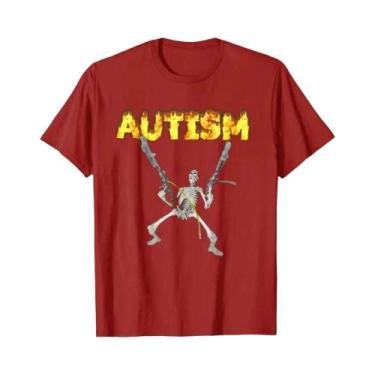Imagem de Camiseta Feminina Retrô Esqueleto - Autismo Conscientização - Design E