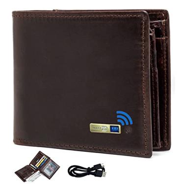 Imagem de Carteira inteligente com Bluetooth para homens, porta-cartão de crédito para homens, carteira masculina de couro, bolso Cion, janela para identidade, Android-Coffee, Carteira com rastreador