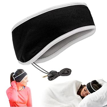 Imagem de CozyPhones Fones de ouvido e bolsa de viagem, forro de malha de lycra legal e alto-falantes finos. Perfeito para dormir, esportes, viagens aéreas, meditação e relaxamento – Branco