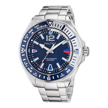 Imagem de Nautica Relógio masculino NAPCWF301 Clearwater Beach com pulseira de aço inoxidável reciclado, Prata