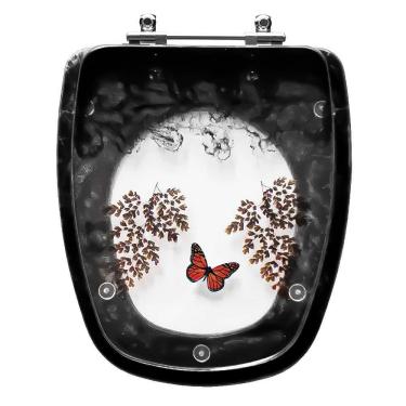 Imagem de Tampa De Vaso Decorada Monte Carlo Preto Para Louça Deca