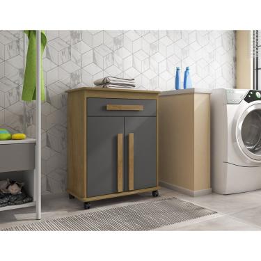 Imagem de Armário Multiuso 2 Portas 1 Gaveta Com Rodízios Chile Cinamomo/Grafite