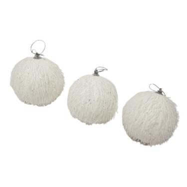 Imagem de Bola De Natal Branca Kit Com 3 Unid. Kit 3 Pçs.