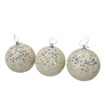 Imagem de Bola De Natal Branca Kit C/ 3 Unid. Kit 3 Pçs.