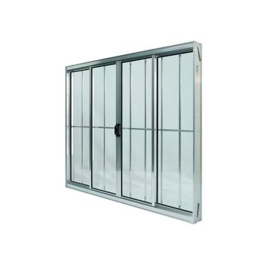 Imagem de Janela Alumínio De Correr 100x150cm 4 Folhas Com Grade Plus Lux Esquadrias Natural