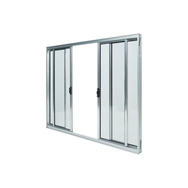 Imagem de Janela Alumínio De Correr 120x200cm 4 Folhas Sem Grade Plus Lux Esquadrias Natural