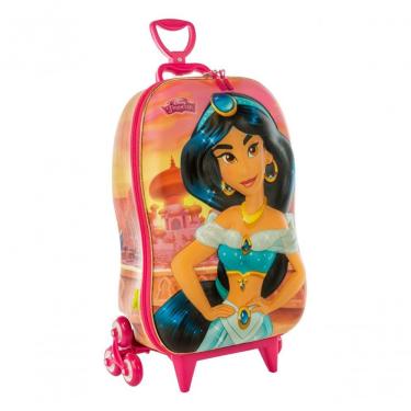 Imagem de Mochila Rodinhas Tripla Mala Escolar Infantil 3d Alladin Princesa Jasmine Maxtoy