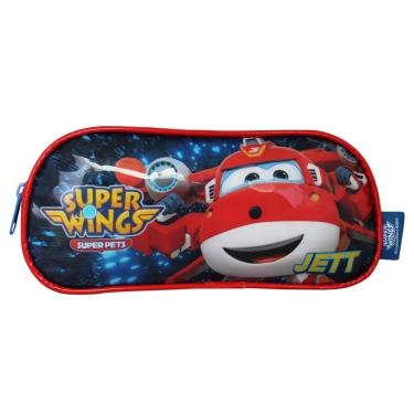 Imagem de Estojo Infantil Escolar Simples Super Wings Escolar Avião