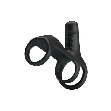Imagem de Anel Peniano Com Anel Para Escroto E Vibro - Pretty Love - Preto