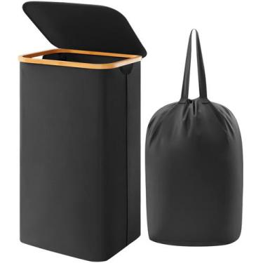 Imagem de Cesto de roupa suja Lifewit 100L com tampa e bolsa removível preta