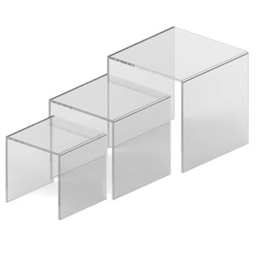 Imagem de CLEAR-AD PLASTICS Suportes De Acrílico Transparentes Para Perfumes - Suporte Quadrado Plástico Pequeno Perfumes, Prateleira Empilhável Polida Em Plexiglass Cupcakes, Bonecos, Sobremesas, Joias E Bri