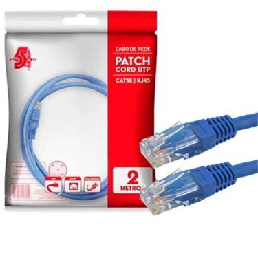 Imagem de Cabo De Rede Internet Gigabit Cat5e Até 1gb Azul 2 Metros - 5+