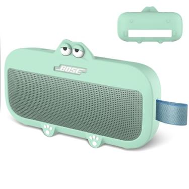 Imagem de Capa de silicone para alto-falante Bluetooth portátil Bose SoundLink Flex (2ª geração), capa protetora macia contra arranhões e quedas com recorte preciso (verde)