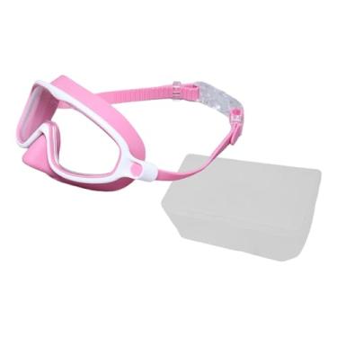 Imagem de oshhni Óculos de natação infantis, equipamento de natação profissional, confortável, com visão clara, óculos de para mergulho com snorkel em piscina, Rosa Branco