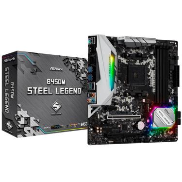 Imagem de ASRock B450M Steel Legend (AM4 - DDR4 3533 O.C) - Chipset AMD Promontory B450 - Slot M.2 - Micro ATX