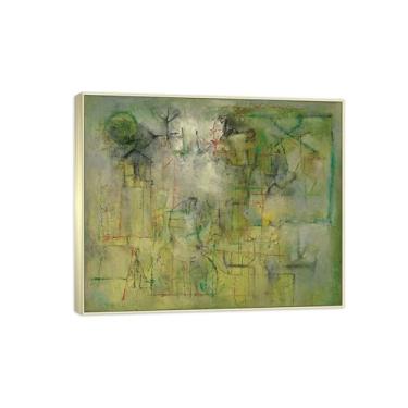 Imagem de Zao Wou-ki Pintura famosa abstrata - imagem de arte em tela - arte de parede para sala de estar - reprodução de impressões (sem título 8) moldura prata 20x25cm-8x10in