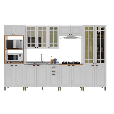 Imagem de Cozinha Modulada Estilo Americana Com Vidro Reflecta Firenze Branco Indekes