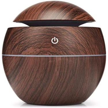 Imagem de Umidificador Aromatizador Difusor Ultrassônico Luzes Ar130ml Purificador Tipo Madeira