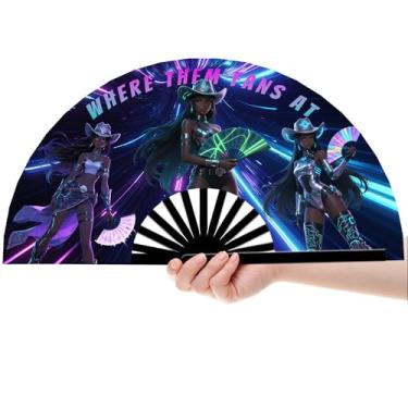 Imagem de AYTHSRIC 13 fãs de dança em linha, ventilador de mão de botas no chão, onde eles fãs no Clack Fan, ventilador de mão ocidental para dança, festa, decoração, festival, grande ventilador dobrável de