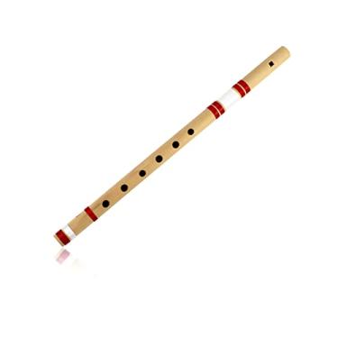 Imagem de Flauta de bambu indiana autêntica de madeira de 43 cm em 'G' Key Fipple gravador de instrumentos musicais de sopro de madeira tradicional Bansuri artesanal novidade decorativa e colecionáveis