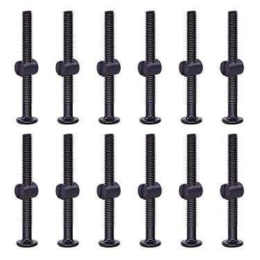 Imagem de Swpeet 25 peças de parafusos pretos M6 × 65 mm para berço, cabeça sextavada, parafuso para cama de bebê e porcas cilíndricos com 1 chave Allen perfeita para móveis, berços, parafusos (M6 x 65 mm)