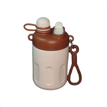 Imagem de Garrafa Térmica com Canudo e Tampa Dupla, Trava de Segurança, Design Moderno e Fofo, Alça de Transporte, Garrafa de Água Portátil, Garrafa Infántil. (Creme)