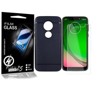 Imagem de Película Vidro + Capa Emborrachada Moto G7 Play XT1952 5.7 - Cell In P