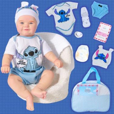 Imagem de Bebê Reborn Boneco Realista Stitch Corpinho Siliconado Pode Dar Banho 